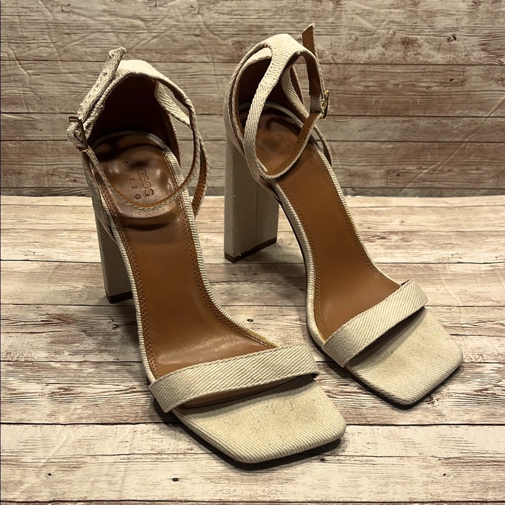 ASOS Cream Strappy Stiletto Heels